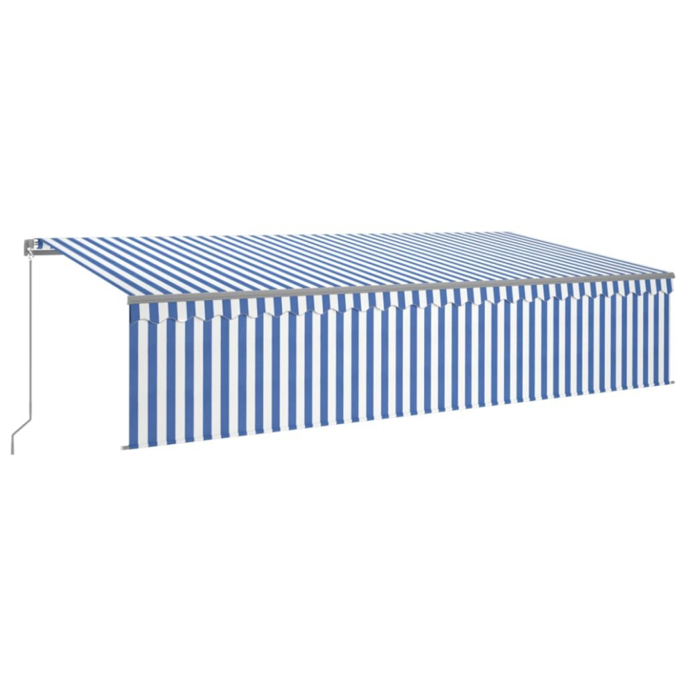 vidaXL Manual Retractable Awning with Blind&LED 6x3m Blue&White Outdoor Awning