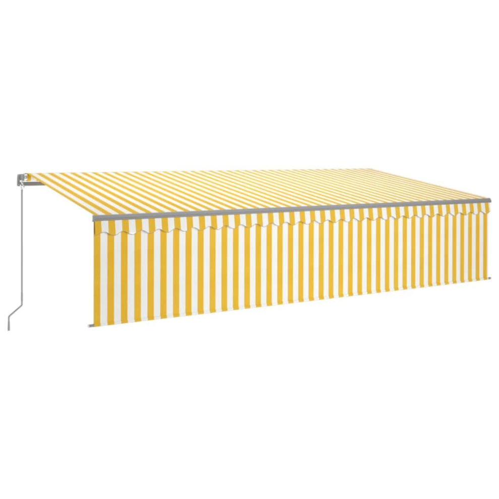 vidaXL Manual Retractable Awning with Blind&LED 6x3m Yellow&White Patio Awning