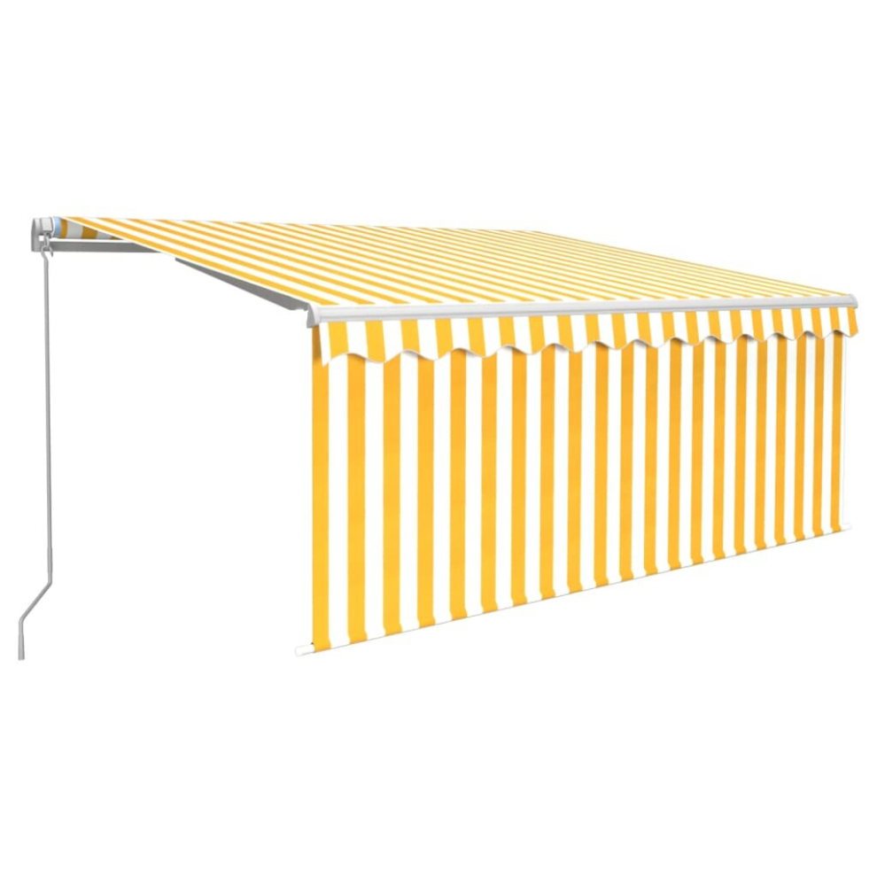 vidaXL Manual Retractable Awning with Blind&LED 3x2.5m Yellow&White Awning Set