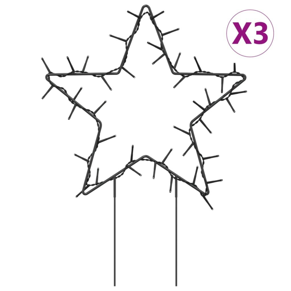 vidaXL Christmas Light Decorations Stake Light with Spikes 3 pcs Star 50 LEDs