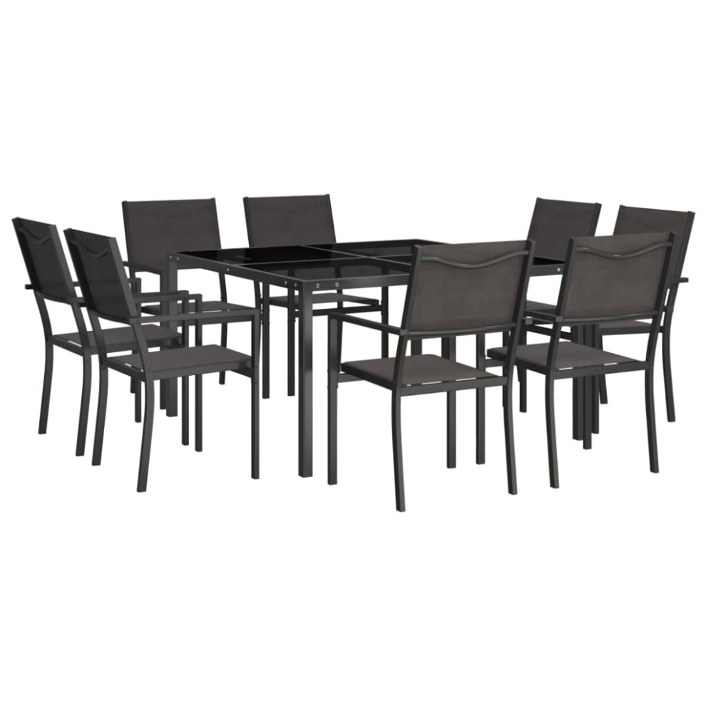 vidaXL Outdoor Dining Set 9 Piece Steel Garden Furniture Table and Chair Seat