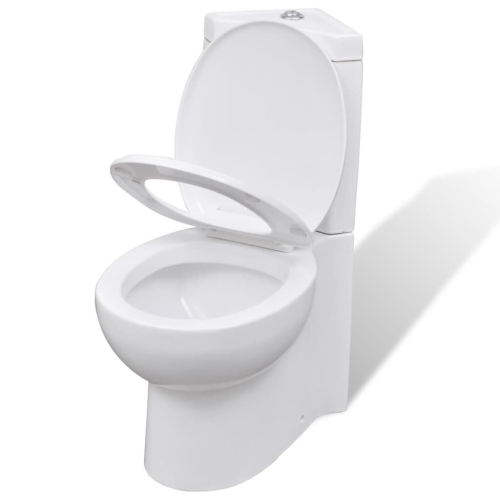 VidaXL vidaXL WC Ceramic Bathroom Corner Toilet White Soft-close Seat Water Saving 2