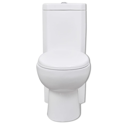 VidaXL vidaXL WC Ceramic Bathroom Corner Toilet White Soft-close Seat Water Saving 1