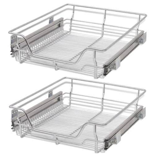 VidaXL 2 pcs Pull-Out Wire Baskets Kitchen Base Larder Units Storage Organiser 500 mm 1