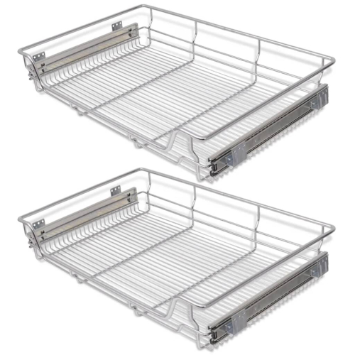 VidaXL 2 pcs Pull-Out Wire Baskets Kitchen Base Larder Units Storage Organiser 800 mm 2