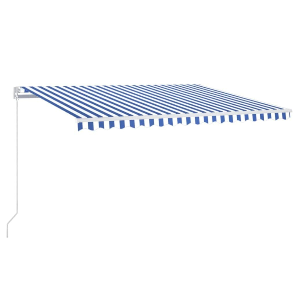 Vidaxl Manual Retractable Awning With Led 400X350 Cm Blue And White Shelter