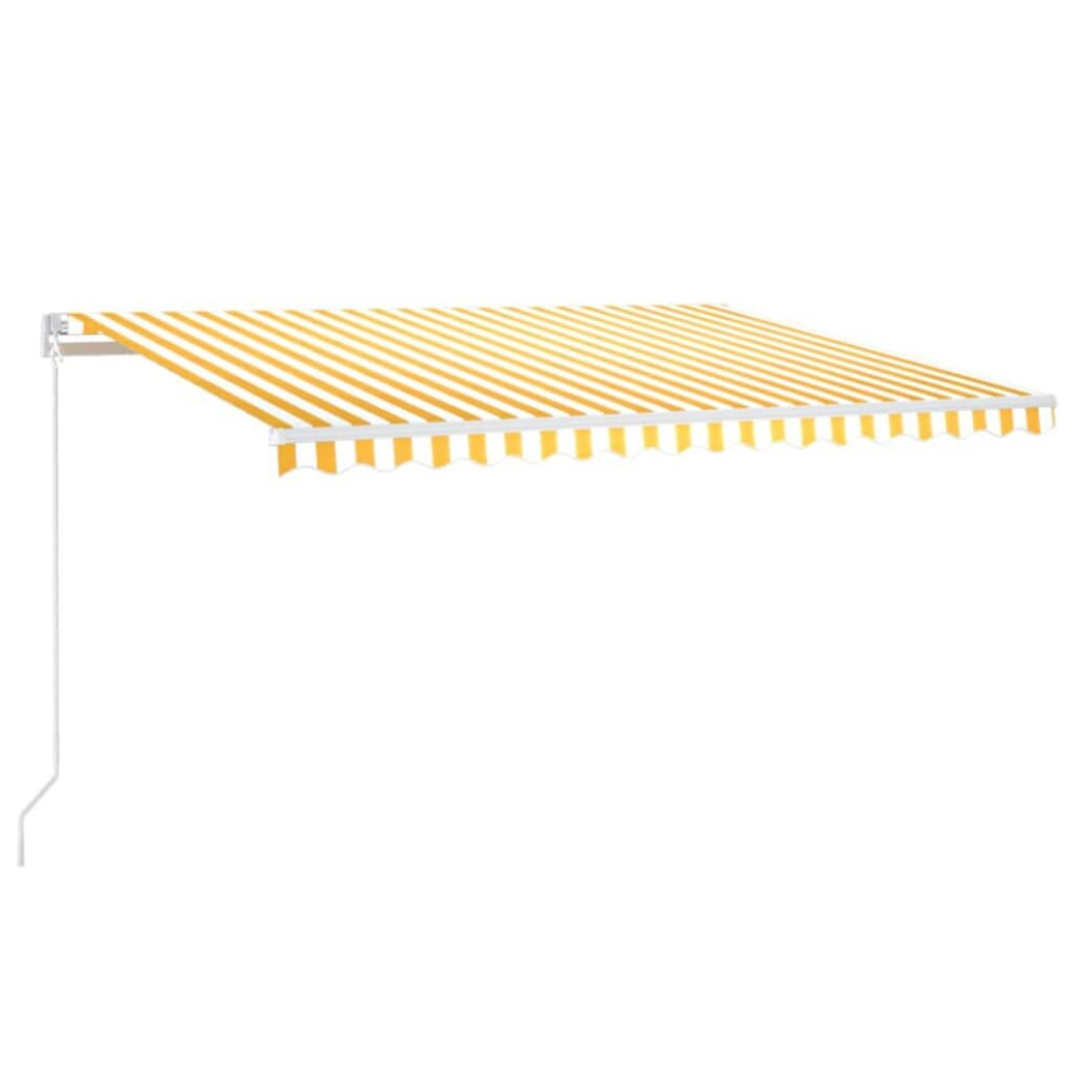 vidaXL Manual Retractable Awning with LED 400x350 cm Yellow and White Shelter