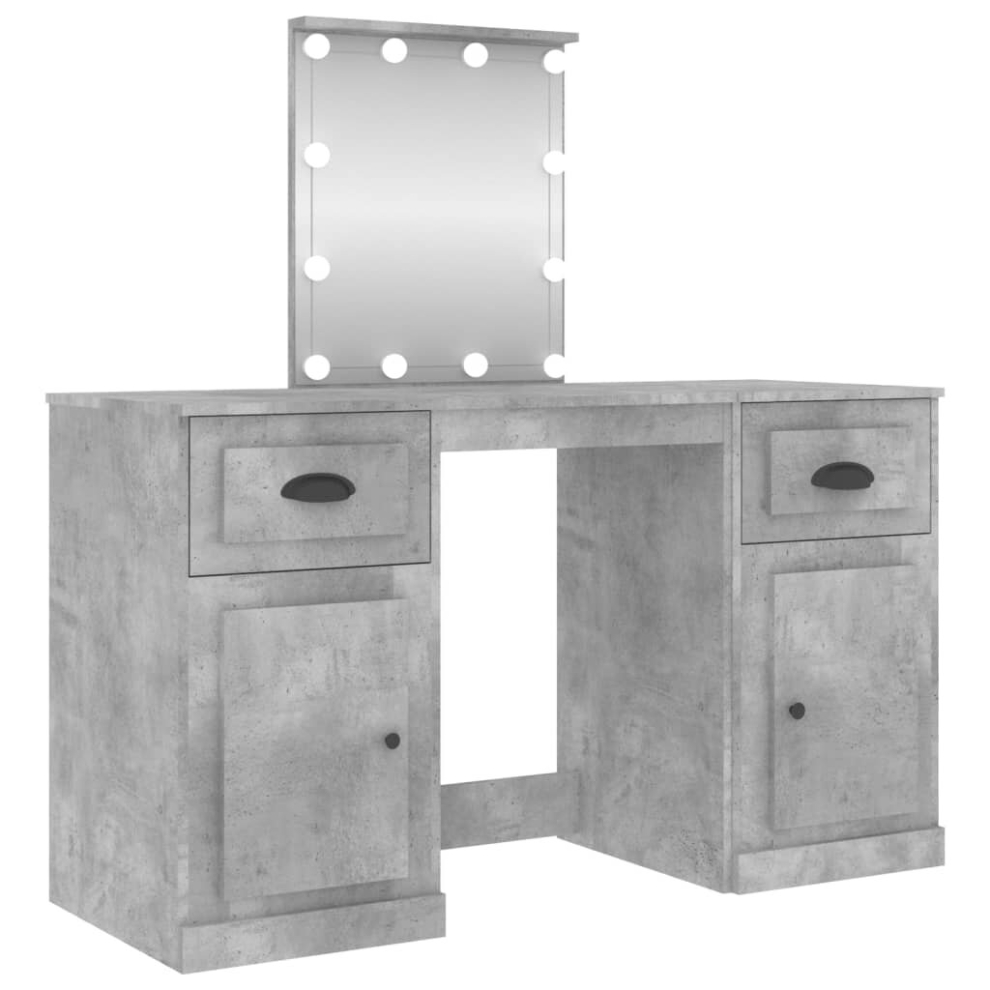 (concrete grey) vidaXL Dressing Table Bedroom Makeup Desk Vanity Desk Cosmetic Table with LED