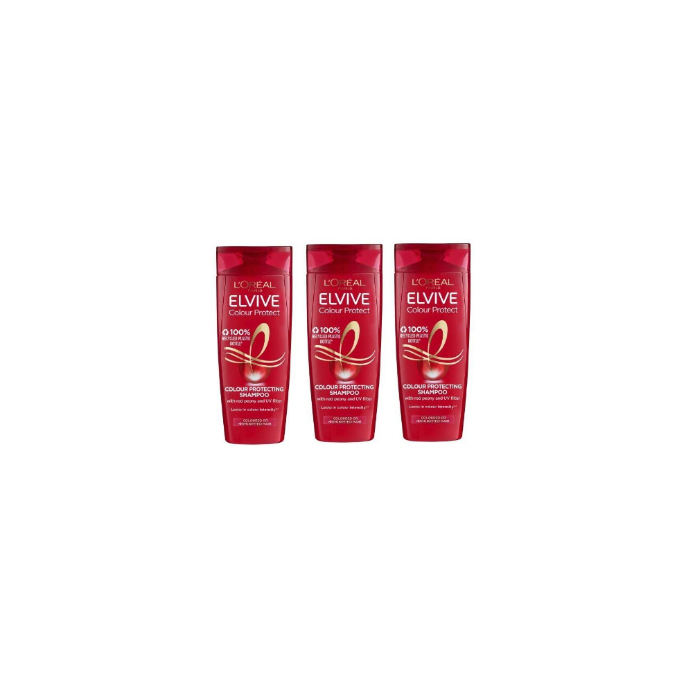 3 L'oreal Elvive Colour Protect Shampoo 10 Weeks UV Filter Red Peony