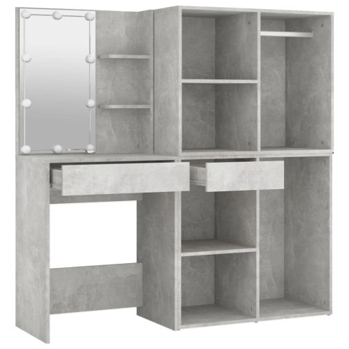 VidaXL vidaXL LED Dressing Table with 2 Cabinets Concrete Grey Engineered Wood LED 2