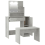 VidaXL vidaXL Dressing Table Set with LED Mirror – Concrete Grey Engineered Wood, Includes Stool 3114118 7