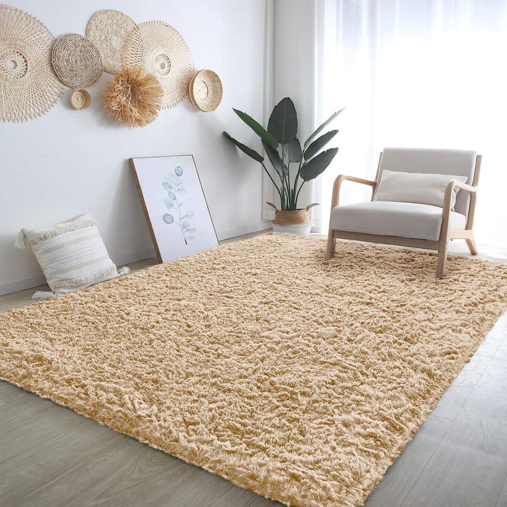 (120 cm x 170 cm (4ft x 5ft 8")-Living Room Rugs, Beige) Anti-Slip Super Soft Mat Living Room Bedroom Carpet Rug