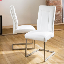 2 Leather Cantilever Dining Chairs White