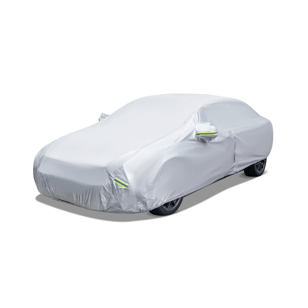 Weatherproof Car Cover Outdoor Universal Car Full Cover W/ Zipper Door for Sedan Saloon