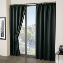 (66" x 84" (168cm x 215cm) (Single Panel Curtain), Black- Pencil Pleat) Thermal Blackout Curtains Pencil Pleat Living Room