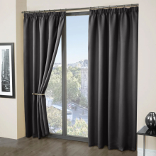 (66" x 84" (168cm x 215cm) (Single Panel Curtain), Dark Grey- Pencil Pleat) Thermal Blackout Curtains Pencil Pleat Living Room
