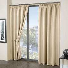 (90" x 72" (228 cm x 183 cm), Cream- Pencil Pleat) Thermal Blackout Curtains Pencil Pleat Living Room