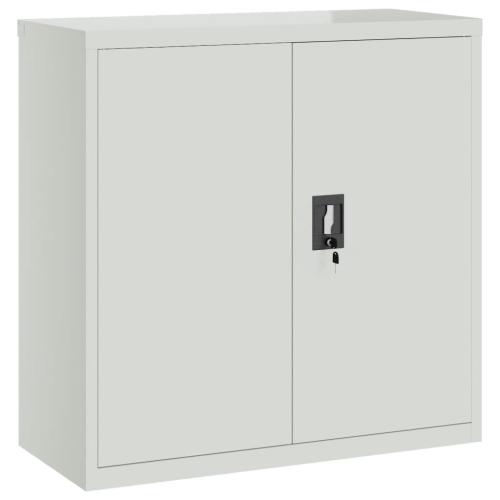 VidaXL vidaXL Office Cabinet with 2 Doors Grey 90cm Steel 2 Shelves Storage Locker 1