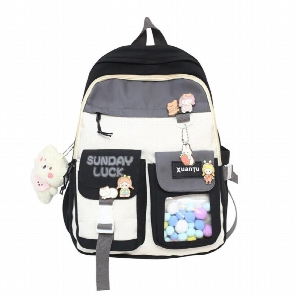 (black-only bag) Women Nylon Backpack for Teenagers Girls Patchwork School Bag Female Student Travel Rucksack Lady Large Capacity Mochila-image-OPC-PCXHZX6-NEW