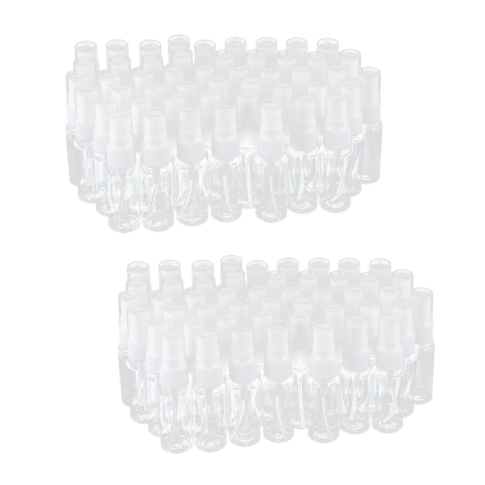 100-pack Empty Clear Plastic Fine Mist Spray Bottles with Microfiber Cleaning Cloth, 20ml Refillable Container