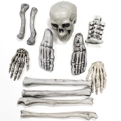 Skull And Bones Halloween Plastic Props Decorations - Pack of 12