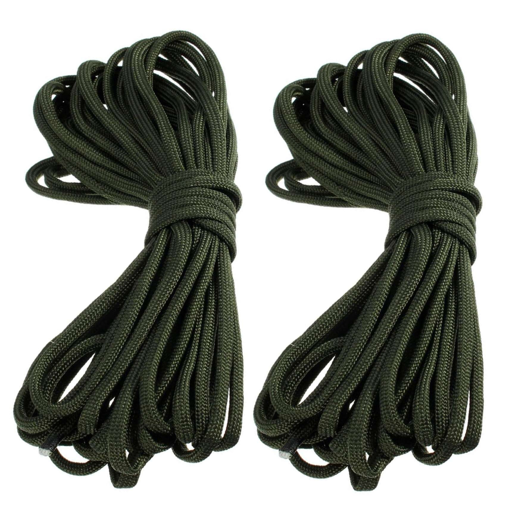 2X 7 Rope Paracord Parachute Rope Resistant Camping Survival Color: Green Length: 15M