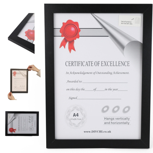 (black) A4 Photo Frame MDF Freestanding and Wall Hanging