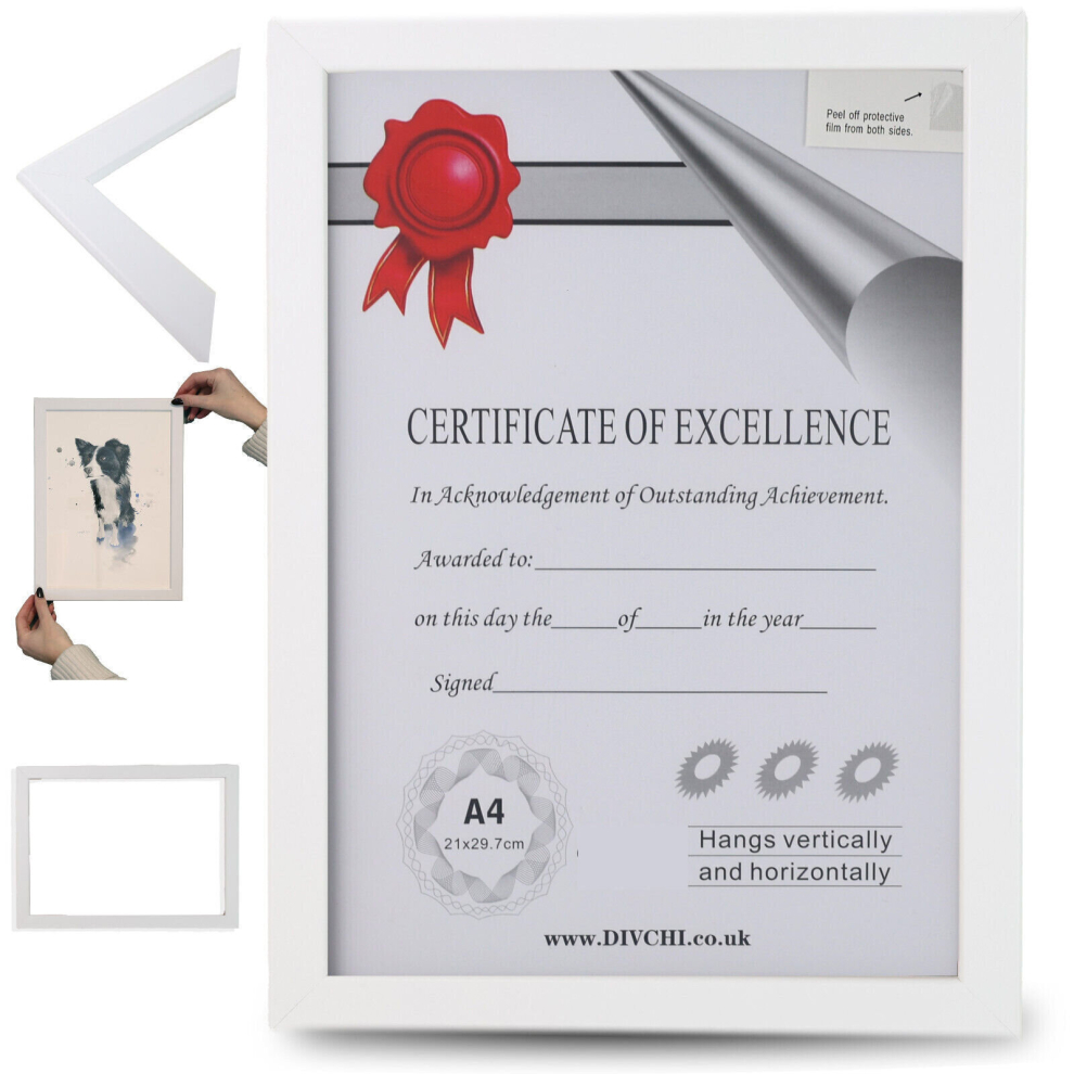 (white) A4 Photo Frame MDF Freestanding and Wall Hanging