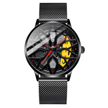 (AMG-C43-Yellow-W) Original Wheel Rim Hub Watches Men Super Car Rim Hub Men Quartz Watch