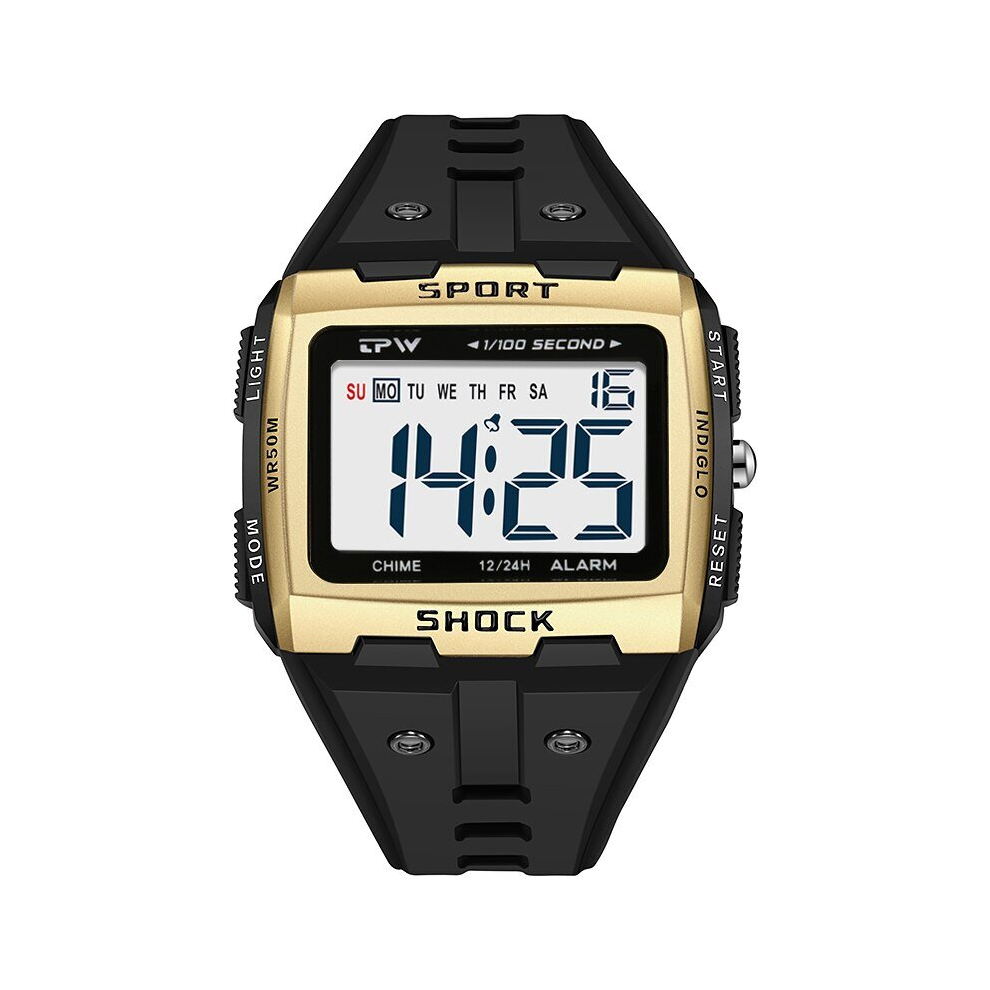 (Gold) Big Numbers Oversized Digital Watch Easy to Read 5ATM Water Resistant