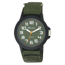 Ravel Men Sports Case Green Arabic Dial Green hook and loop Strap Watch R1601.65.66