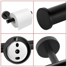 2pk Toilet Roll Holder Dispenser Wall Mounted Stainless Steel Modern Style BLACK 1010075