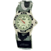 Relda Kids Nite-Glo Luminous Dial Grey Camouflage Army Easy Fasten Watch REL65