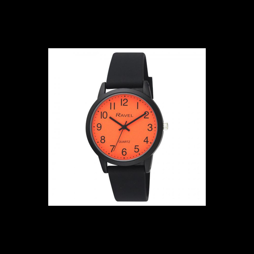 Ravel Men's Sports Orange Dial With Black Silicone Watch R1814.8 Orange,Black