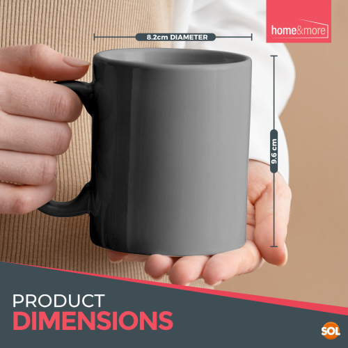 SOL (12 MUGS) 12-36 GREY Mugs 330ml L Ceramic Coffee Tea + Boxes 1