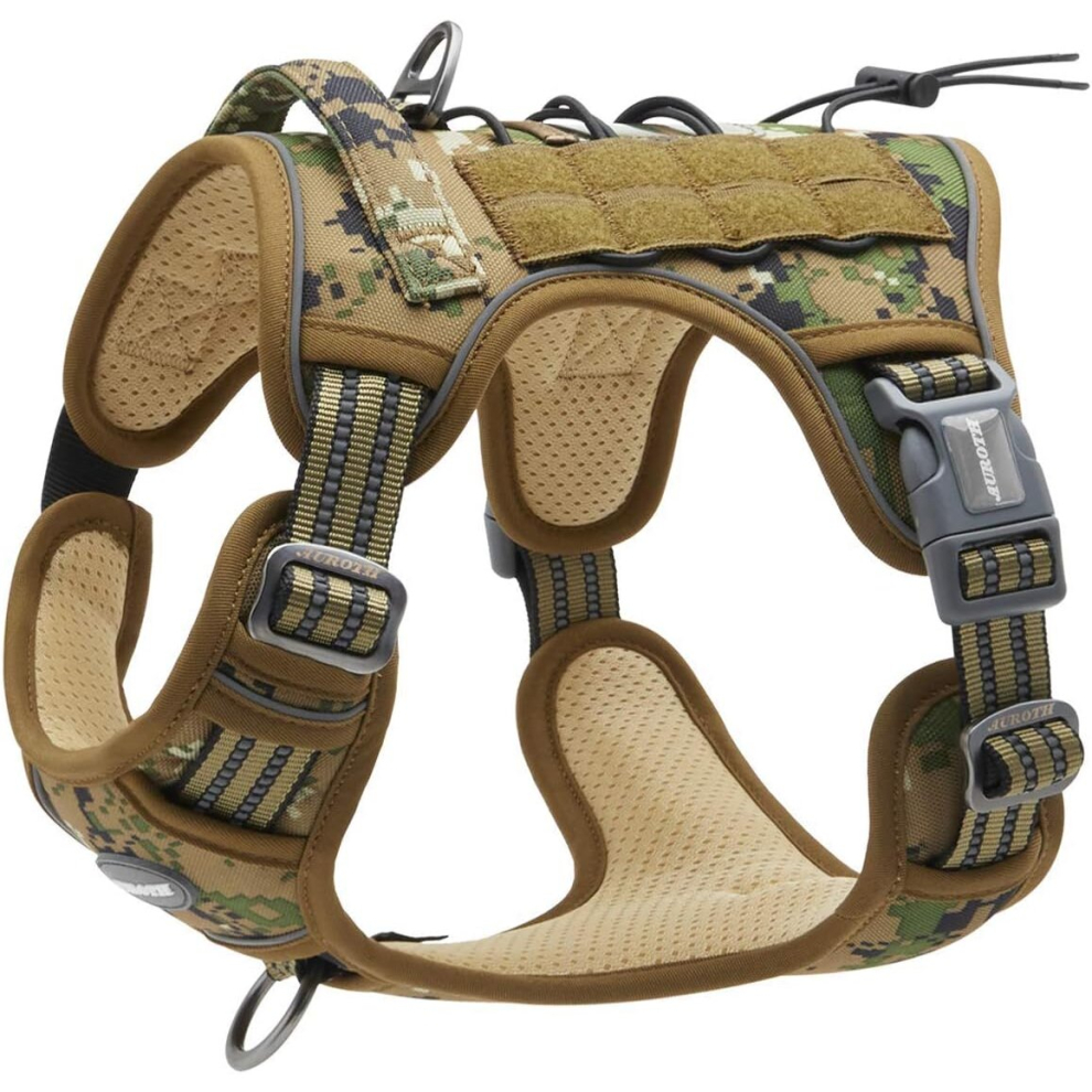 Tactical Dog Harness for Small Medium Dogs No Pull Adjustable Pet Harness Reflective K9 Working Training Easy Control Pet VestWoodland Camo M
