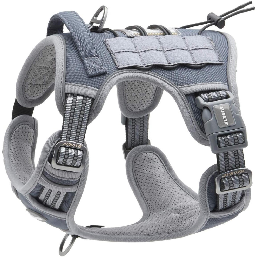 Tactical Dog Harness for Small Medium Dogs No Pull Adjustable Pet Harness Reflective K9 Working Training Easy Control Pet VestGrey S