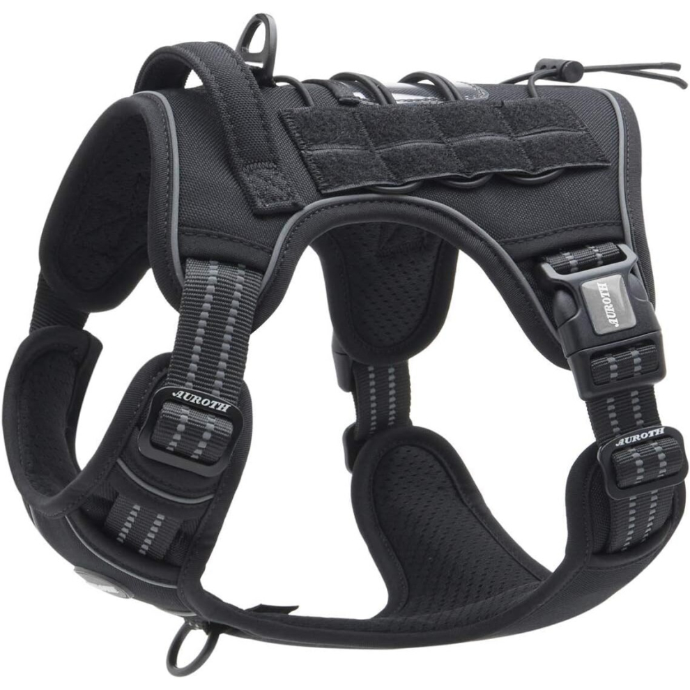Tactical Harness for Large Dogs No Pull Adjustable Pet Harness Reflective K9 Working Training Easy Control Pet VestBlack L