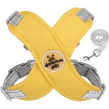 No Pull Dog Harness and Leash Set for Small Dog, Reflective Soft Padding Tactical Vest Harness Escape Proof Easy Control (Yellow, Small)