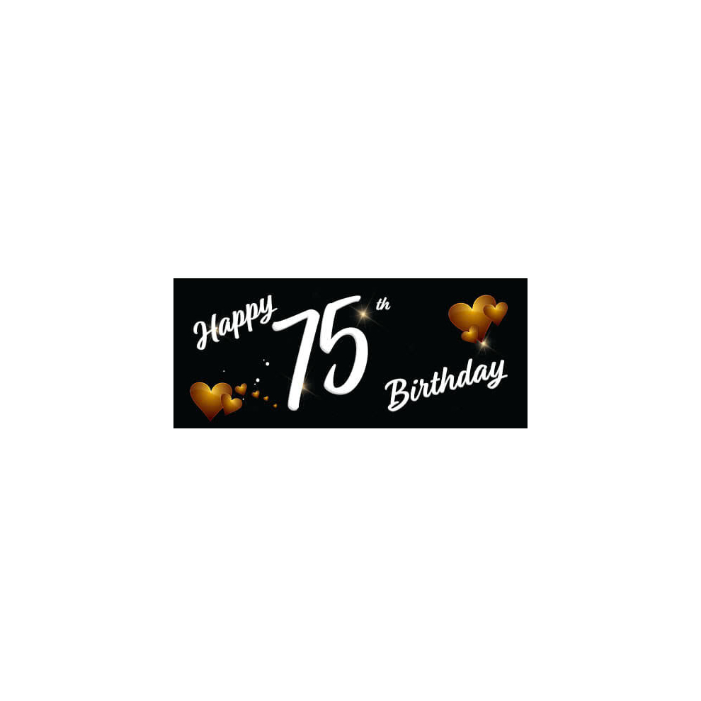 Happy 75th Birthday Black PVC Party Sign Decoration