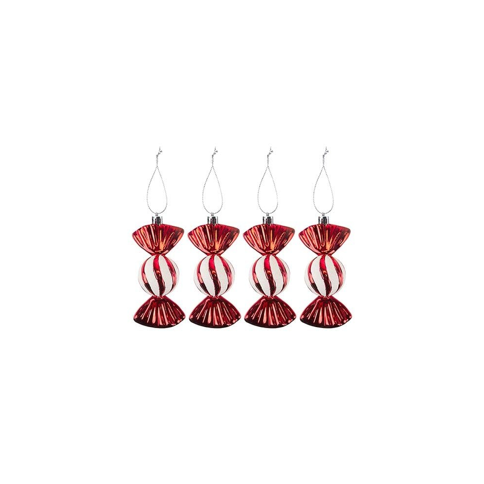 Christmas Red & White Candy Cane Sweet Hanging Tree Decorations - Pack of 4