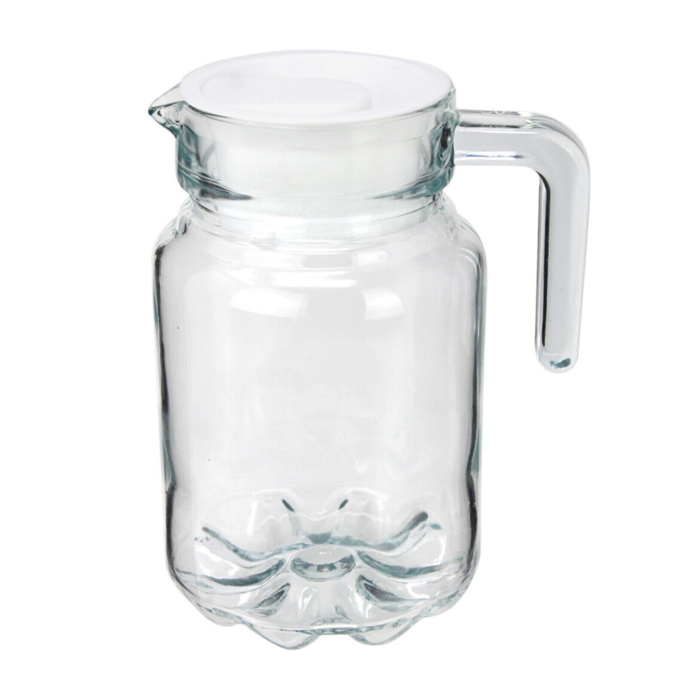 Glass Fridge Jug Small Pitcher with Lid Non Drip Spout Milk Juice