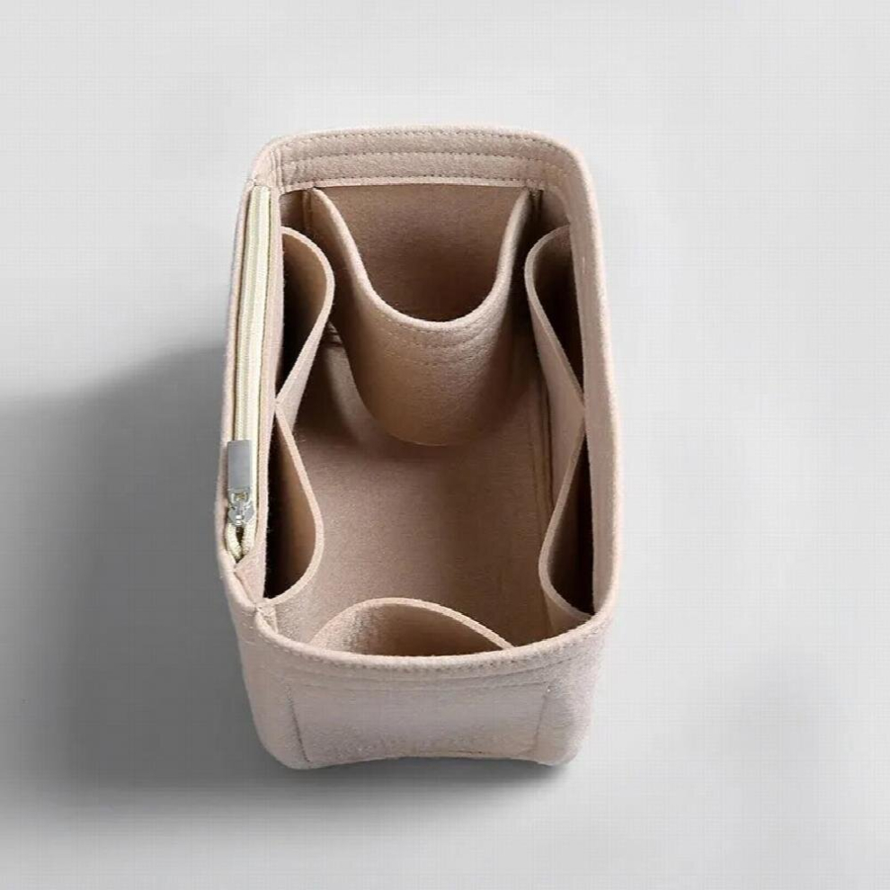 Multicoloured (Beige A Beige-26X11x15cm) Make Up Organizer Felt Insert Bag For Handbag Travel Inner Purse Portable Cosmetic Bags Fit Various Liner Bags