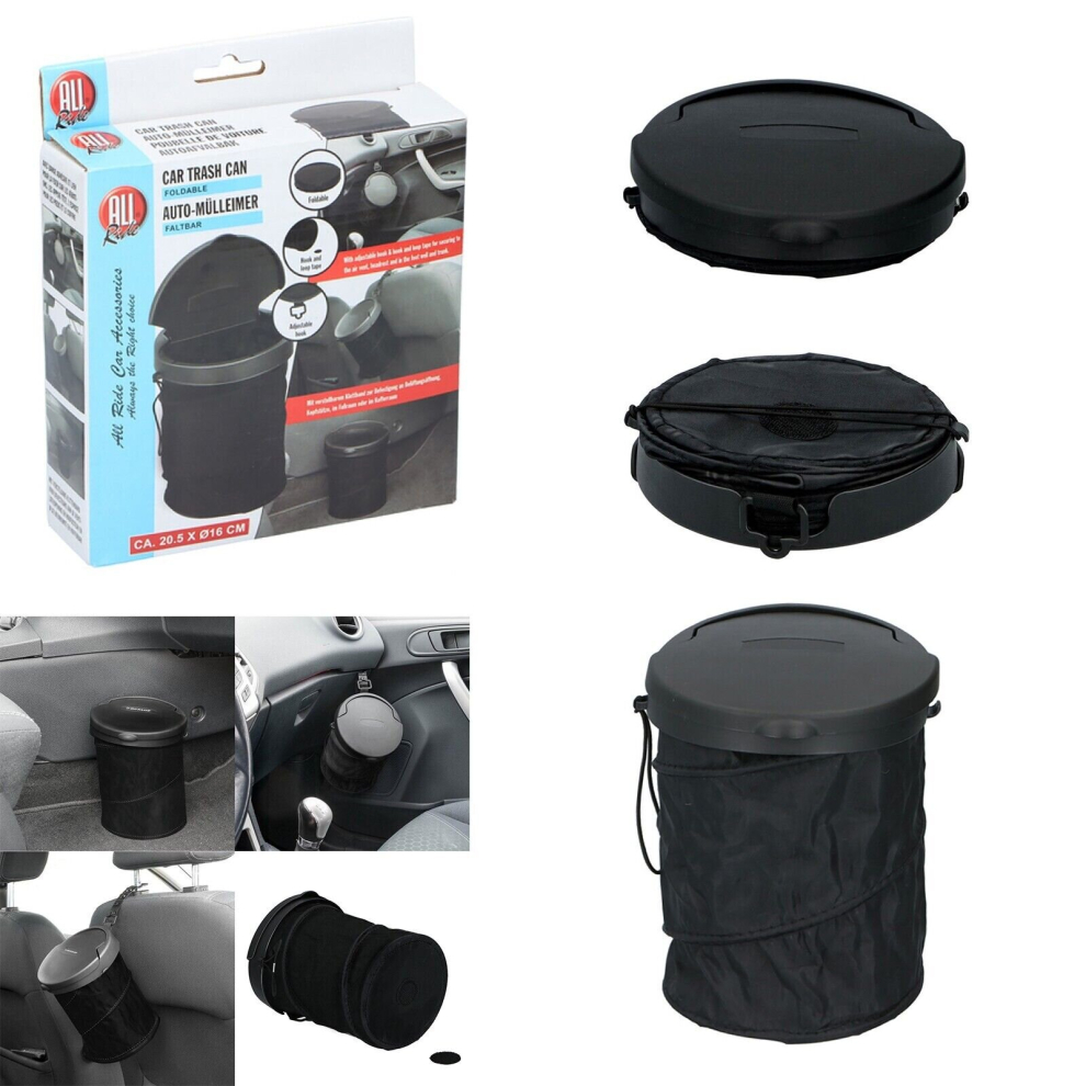 Car Bin Trash Can Foldable Litter Can Garbage Storage Lid Portable 8711252177915