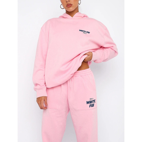 (PINK, M) Hoodie-white Fox Outerwear-two Pieces Of Hoodie Suits-sleeved ...