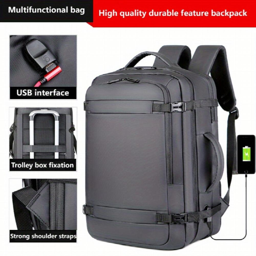 Large Capacity Travel Laptop Backpack Usb Charging Tech Backpack Heavy Duty Waterproof Bag For Business School & Outdoor Multicoloured 885664838912