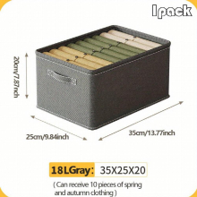 Gray Clothes Storage Box Versatile Wardrobe Organizer Lightweight Container Without Grids