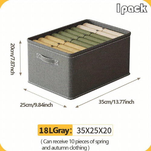 Gray Clothes Storage Box Versatile Wardrobe Organizer Lightweight Container Without Grids