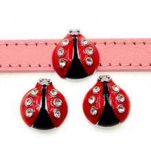 (20, 50)PCS/lot 10MM DIY Alloy Ladybug Slide Charm Fit For 10mm Leather Wristband Keychains