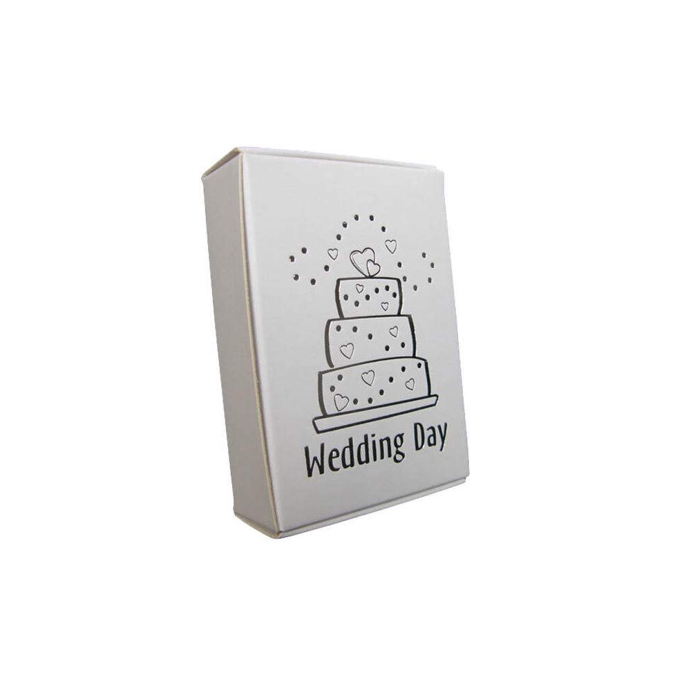 White Cake Boxes with Wedding Cake Print in Silver - Pack of 10